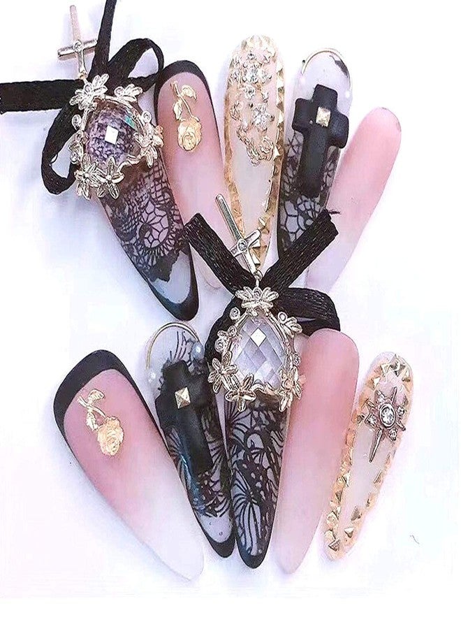 BSBTBZ 10 Rolls Retro Holographic Nail Foil Transfer Stickers Black Lace Laser Foils Nail Art Supplies Starry Paper Designs for Acrylic Decorations Women DIY Nail Arts Manicure Wraps Charms - Image 2